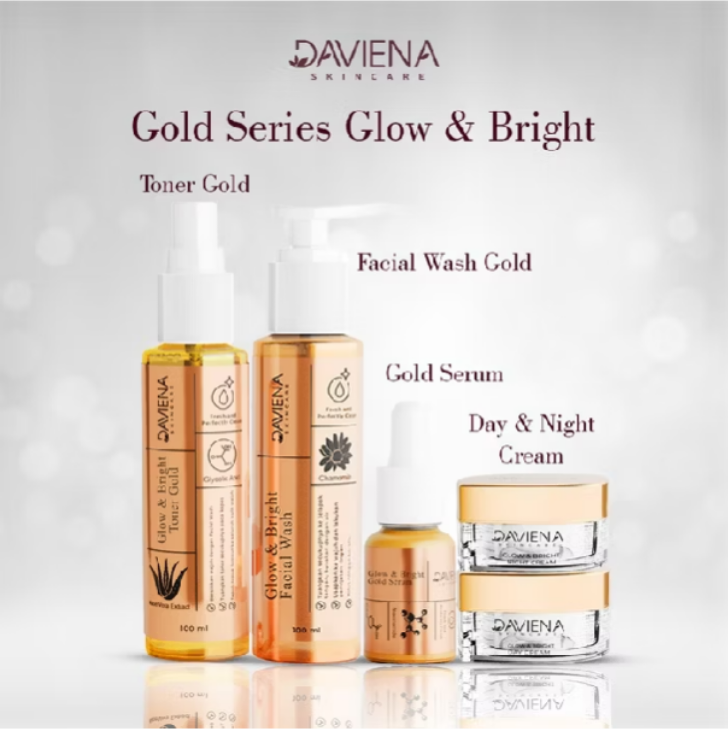 DAVIENA SKINCARE - Paket Lengkap 5pcs Gold Series Glow And Bright